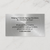 シャイニーシルバー&ブラックイベントバーテンダー名刺 名刺 (裏面)