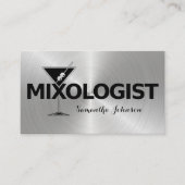 シャイニーシルバー&ブラックイベントバーテンダー名刺 名刺 (正面)