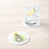 シャイニースターセラムのクリスマスツリー猫とマウス ラウンドペーパーコースター (インサイチュ)