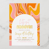 シャイニーズグルービーピンク&オレンジガール誕生日 箔招待状 (正面)