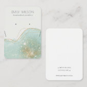 シャイニーティール（緑がかった色）グリーングリッターイヤリングネックレスディスプレイ 名刺 (正面/裏面)