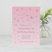 シャイニーピンクリトルスターズスウィートベビー子供の誕生日 招待状 (スタンド正面)