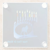 シャイニーブルーチャヌカー（ユダヤ教）メノラー ガラスコースター (裏面)