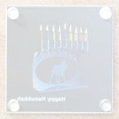 シャイニーブルーチャヌカー(ユダヤ教)メノラー ガラスコースター (裏面)