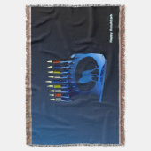 シャイニーブルーチャヌカー(ユダヤ教)メノラー スローブランケット (正面縦)