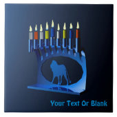 シャイニーブルーチャヌカー(ユダヤ教)メノラー タイル (正面)