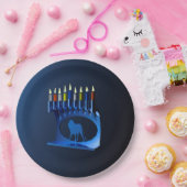 シャイニーブルーチャヌカー（ユダヤ教）メノラー ペーパープレート (パーティー)