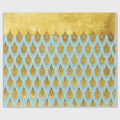 シャイニーブルーティール(緑がかった色)グリッターマーメイドフィッシュはかりで測 ラッピングペーパー (フラット)