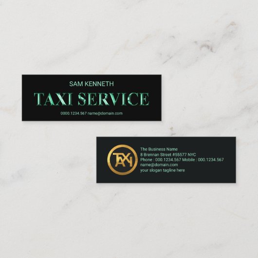 シャイニーブルーメタル看板タクシードライバー スキニー名刺 (正面/裏面)