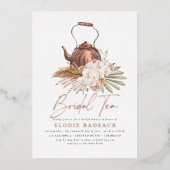 シャイニーボホフローラパンパスグラスティーブライダルシャワー 箔招待状 (正面)