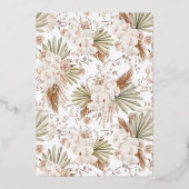 シャイニーボホフローラパンパスグラスティーブライダルシャワー 箔招待状 (裏面)