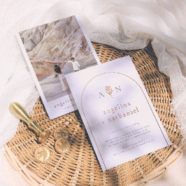 シャイニーボホミニマルバラアーチ&フォト結婚ズ 箔招待状