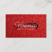 シャイニーモダンレッドグリッターハウスキーパークリーニング 名刺 (裏面)