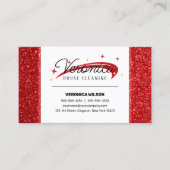 シャイニーモダンレッドグリッターハウスキーパークリーニング 名刺 (正面)
