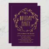 シャイニーリースホリデーパーティー招待状 – パープル 招待状 (正面/裏面)