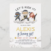 シャイニーレッズキック忍者武術アーツ誕生日 箔招待状 (正面)