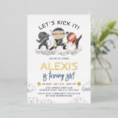 シャイニーレッズキック忍者武術アーツ誕生日 箔招待状 (立ち正面)