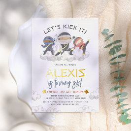 シャイニーレッズキック忍者武術アーツ誕生日 箔招待状