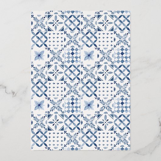 シャイニーレモン&タイル地中海のブライダルシャワー 箔招待状 (裏面)