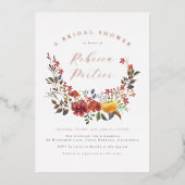シャイニーワイルドフラワーボホフローラ秋ブライダルシャワー 箔招待状 (正面)