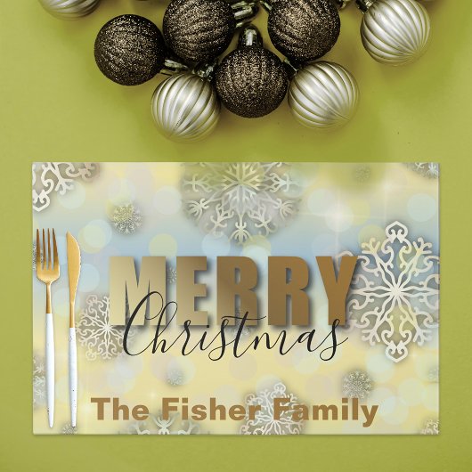 シャイニー金ゴールドスノーフレーク紙ランチョンマット ペーパーパッド