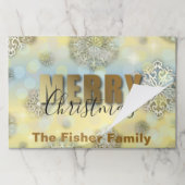 シャイニー金ゴールドスノーフレーク紙ランチョンマット ペーパーパッド (折り畳み)