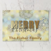 シャイニー金ゴールドスノーフレーク紙ランチョンマット ペーパーパッド (正面)