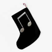 シャイニー銀色の音楽表記が全音符で輝く スモールクリスマスストッキング (裏面 (吊り時))