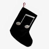シャイニー銀色の音楽表記が全音符で輝く スモールクリスマスストッキング (正面 (吊り時))