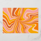 シャイニー ゲット グルービー ピンク オレンジ フォト バースデー パーティー 箔招待状 (裏面)