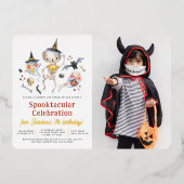 シャイニー スプークタキュラー ハロウィン 写真付き 誕生日パーティー 箔招待状 (正面)