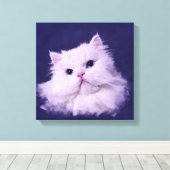 シャイニー – 白いペルシャ猫 キャンバスプリント (インサイチュ (ウッドフロア))