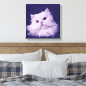 シャイニー – 白いペルシャ猫 キャンバスプリント (インサイチュ (寝室))