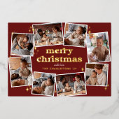 シャイニーGroovy赤&金ゴールドメリークリスマス8写真 箔シーズンカード (正面)