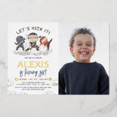 シャイニーLet's Kick It忍者空手フォト誕生日 箔招待状 (正面)