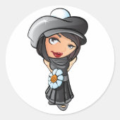 シャイフランスのガールステッカー ラウンドシール (正面)