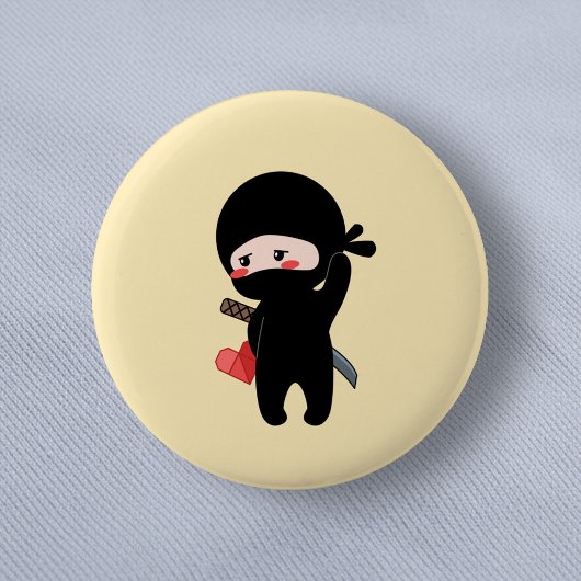 シャイブラッシング忍者折り紙紙ハートイエロー 缶バッジ