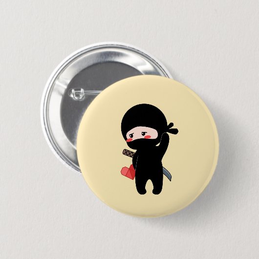 シャイブラッシング忍者折り紙紙ハートイエロー 缶バッジ (正面&裏面)