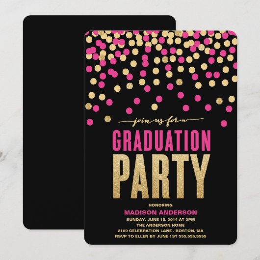 シャイマー＆シャイン | 卒業パーティー招待状 招待状 (正面/裏面)