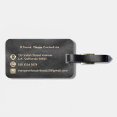 シャイモダンーブラックレザー金ゴールドトラベモノグラムのル ラゲッジタグ (裏面横)