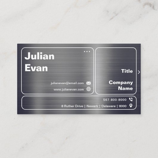 シャイモダンーメタルはっきりしたタイポグラフィ 名刺 (裏面)