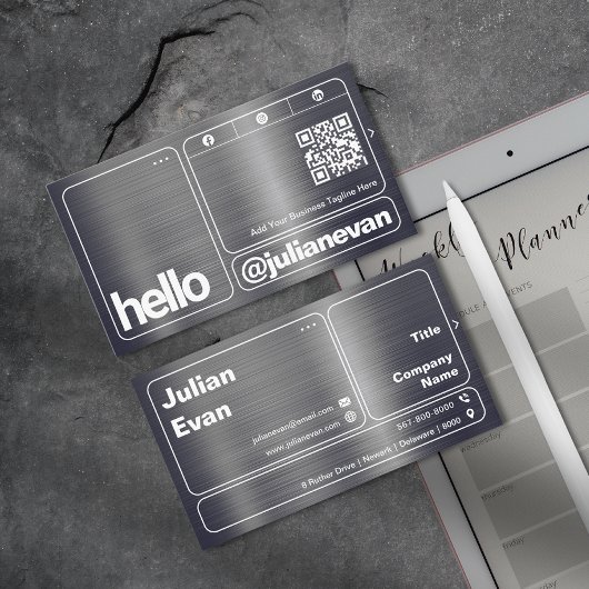 シャイモダンーメタルはっきりしたタイポグラフィ 名刺