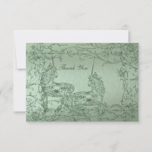 シャイユニコーングリーンメタリックフラットサンキューノート ノートカード (裏面)