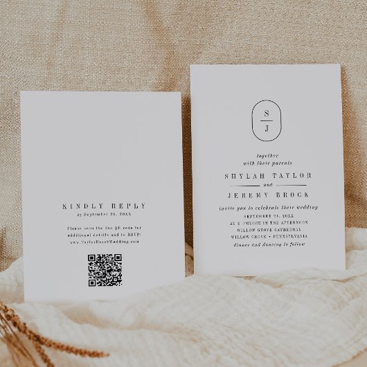 シャイラ QRコード ミニマル ユニーク モダン ウェディング 招待状