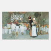 シャイルド・ハッサムの『花屋にて』、ヴィンテージ ファイン アート 長方形シール (正面)