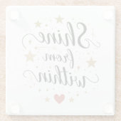 シャインインインイン金ゴールドスターやる気を起こさせる引用文 ガラスコースター (裏面)