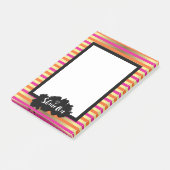 シャインオンピンクオレンジ&フェイク金ゴールドメタリックストライプ ポストイット (アングル)