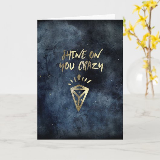 シャインオンユー熱狂するダイヤモンド引用文金ゴールドタイポグラフィ カード (黄色い花)