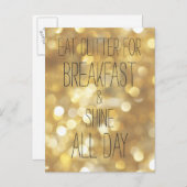 シャインオールデイ – 金ゴールドスパークルスフレンドシップ引用文 ポストカード (正面/裏面)