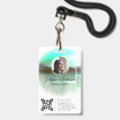 シャイングリーンウォーター抽象芸術スクリプトフォトロゴ バッジ (正面（ネックストラップ付）)